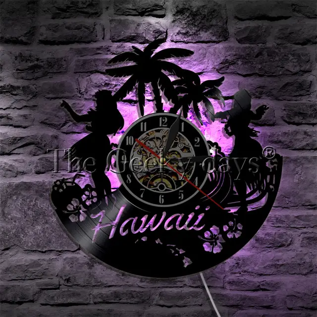 Hawaii Wall Clock Hawaiian Luau Vinyl Record Wall Clock Home Decor