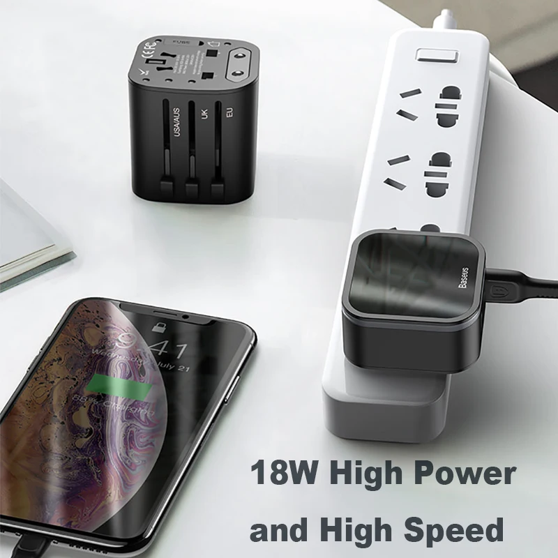 Baseus 18 Вт USB зарядное устройство Quick Charge 3,0 для iPhone X 7 8 3 порта USB дорожное настенное зарядное устройство Быстрая зарядка для iPhone samsung Xiaomi