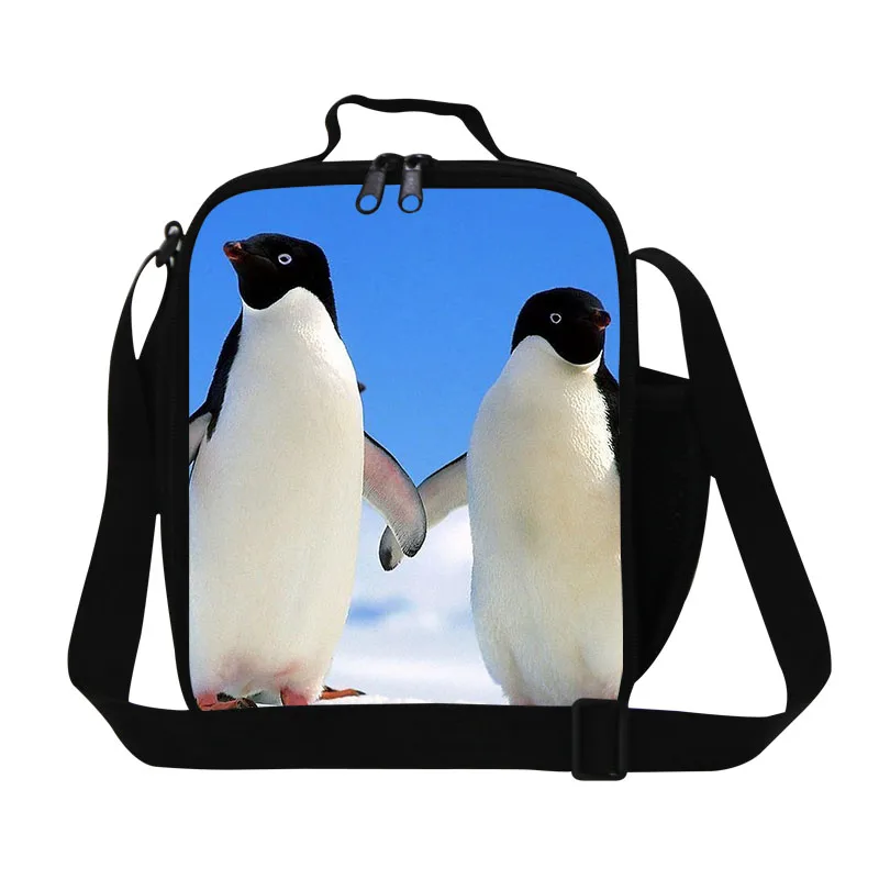 Dispalang Insulated penguin print lunch bag for girls school cute