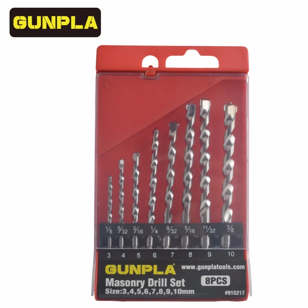Gunpla 8 Piece Masonry Drill Set Juego de Broca para Concreto 3,4,5,6,7,8,9,10mm for Drilling