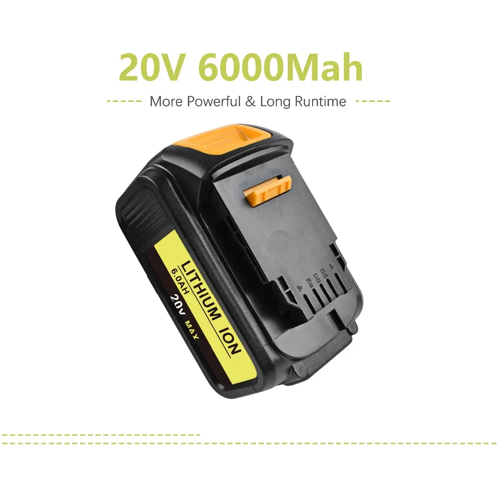 Powtree для DeWalt 20 в 6000 мАч DCB200 перезаряжаемые электроинструменты Li lon сменный