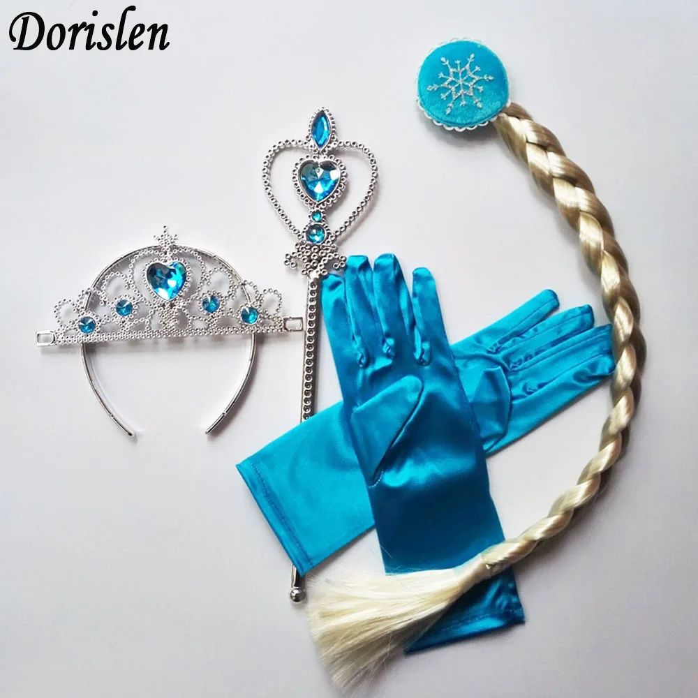 

Princess Elsa Anna Hair Accessories Crown Wig Magic Wand Glove For Kids 50set/Lot