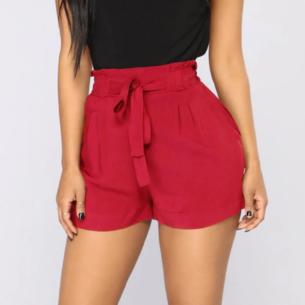 

Women Casual Cotton Linen Pants Elastic Waist Summer Slim Lady Short Pants Bow Tie Drawstring 2019 Spring Summer Fashion #E