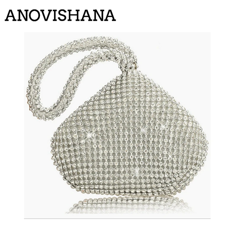 

ANOVISHANA 2019 crystal new fashion exquisite crystal eveing bag noble elegant tote handbag party bag rhinestone wallet pure 072
