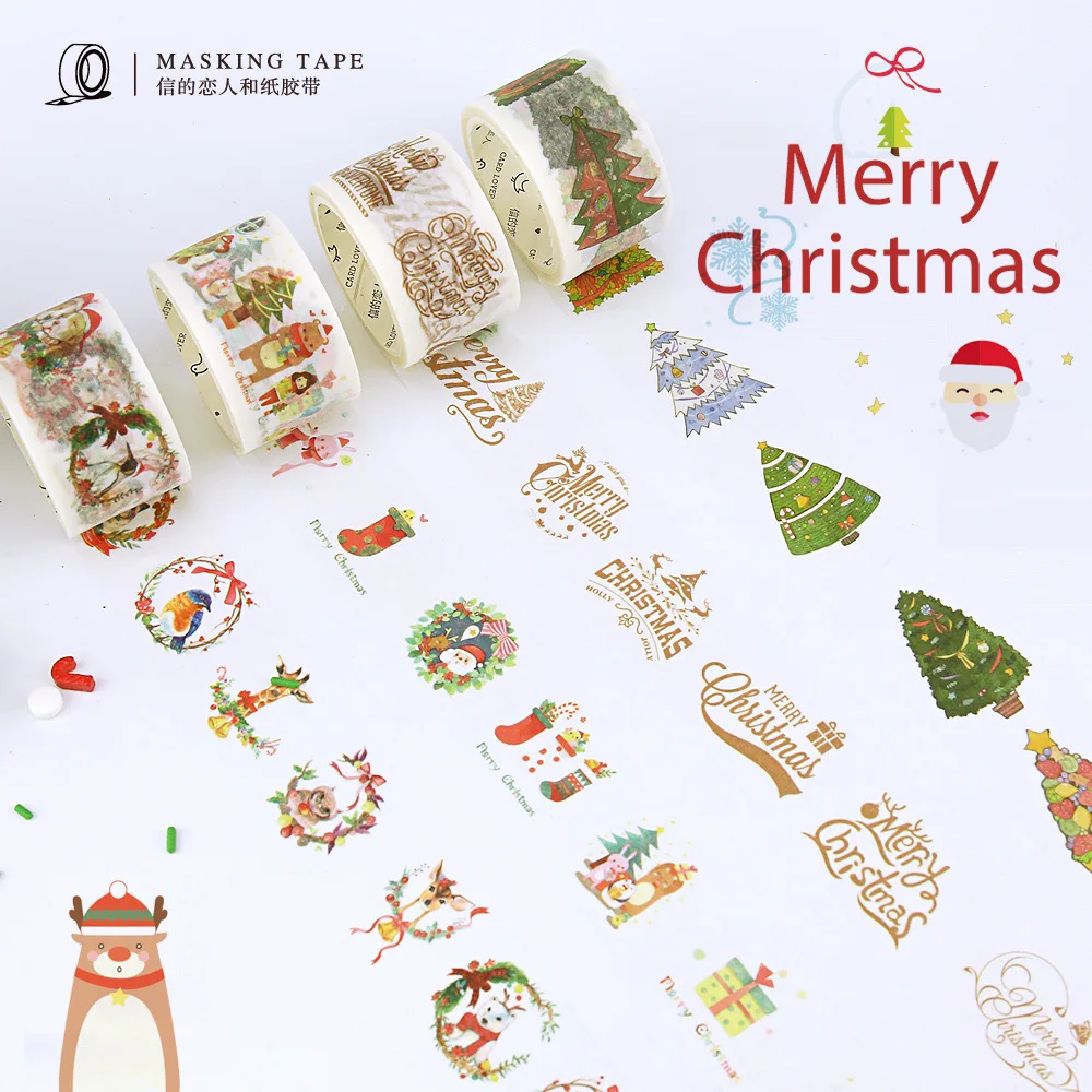 

Merry Christmas Washi Tapes Kawai DIY Scrapbooking Masking Tape Paper Xmas Decorations Sale School Supplies