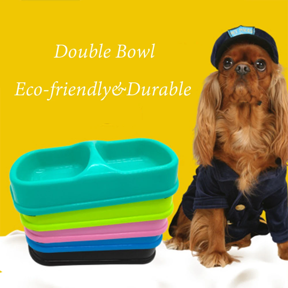 

Double Dog Bowls Eco-friendly Plastic Water Food Pet Feeder Bowls for Cats Dogs Drinking Bowls Treats Pet Accessories FD0051