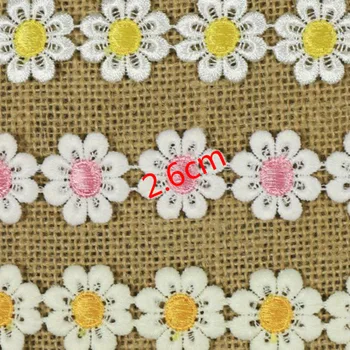 

15 yards/lot most free shipping 2.6cm Embroidered Lace Fabric Flower Trim Ribbon Applique Cord Sewing Accessories Hair Dresser