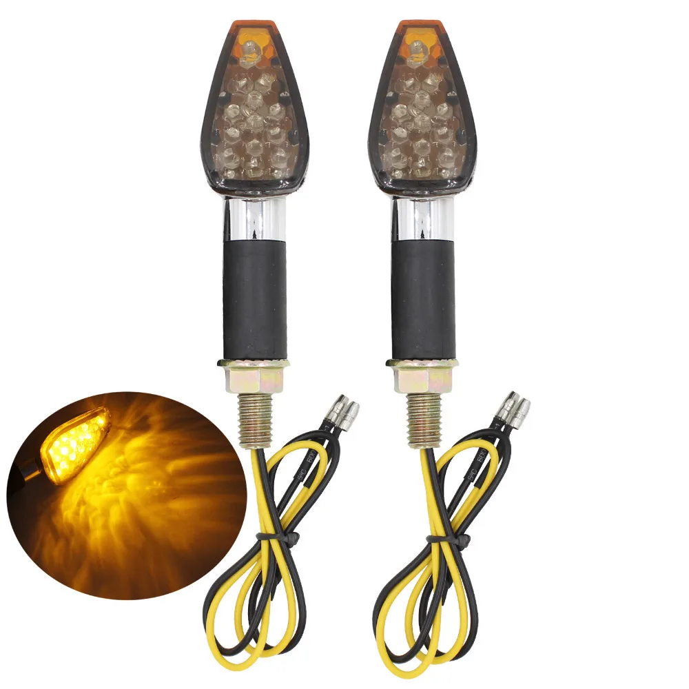 2X Chrome Universal 15 LED 12V Motorcycle Turn Signal ...
