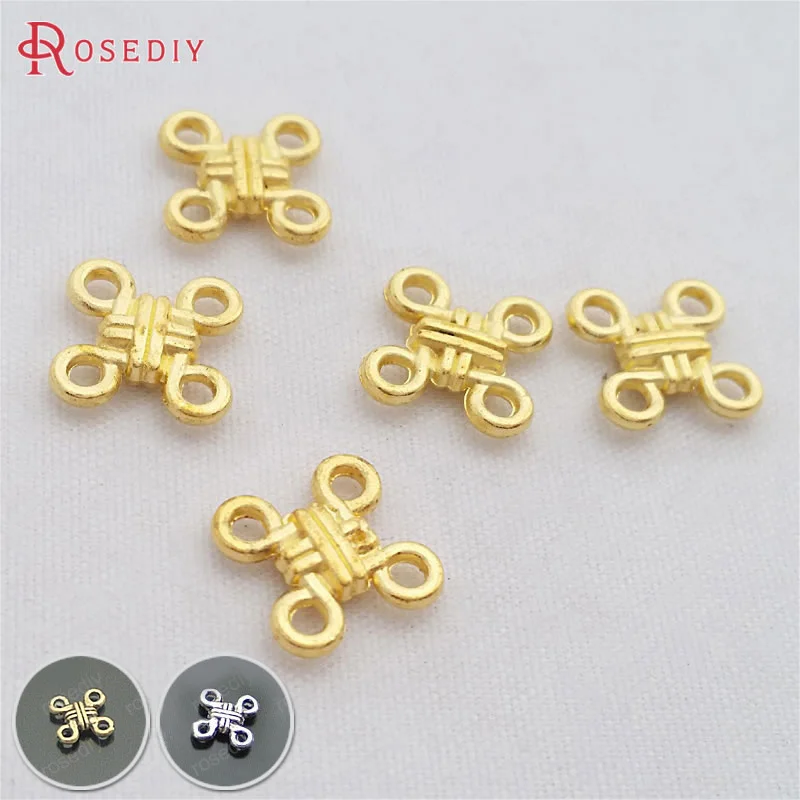 

50PCS 11x11MM Gold Color Antique Silver Color Zinc Alloy Chinese Knot Connect Charms Jewelry Making Supplies Accessories