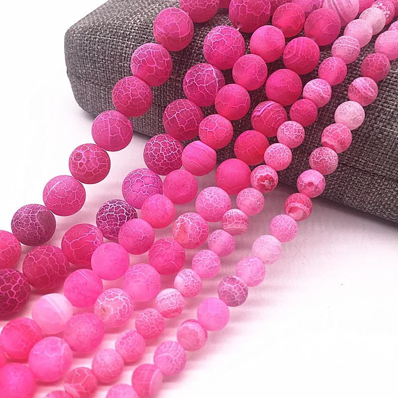 

Wholesale 6/8/10mm Frost Cracked Dream Fire Dragon Veins Round Loose Bead For Jewelry Making 15" Diy Bracelet&Necklace #01