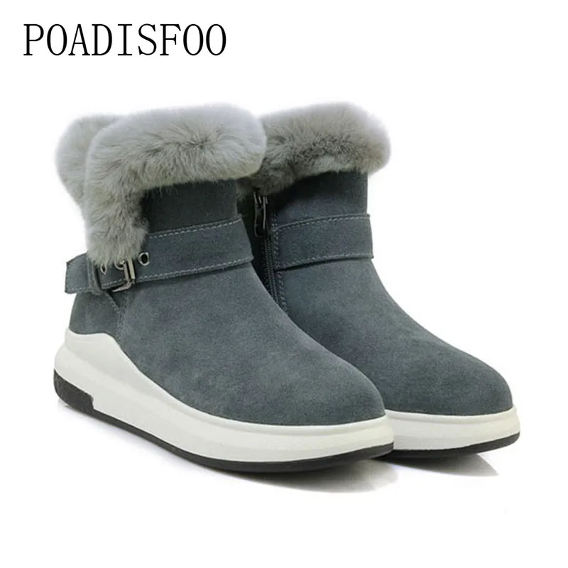 

2018 Winter Leather Lamb Snow Snow Boots Fashion Casual Cattle anti-leather Ladies Shoes Sleeve Flat With Ankle Boots HX-S90