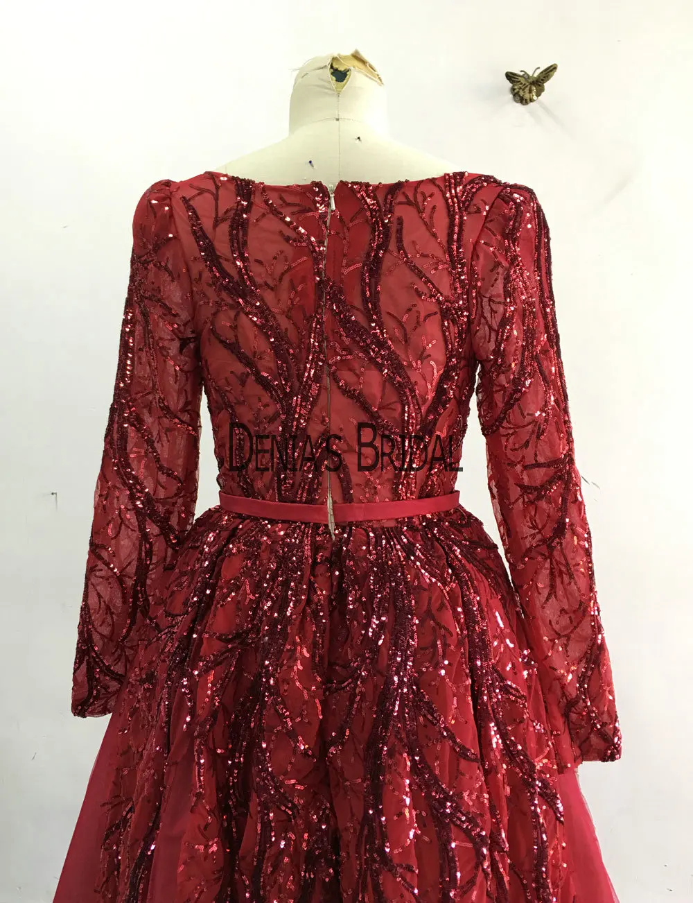 Бальное платье бордового цвета с вырезом лодочкой, вечерние платья с длинными рукавами