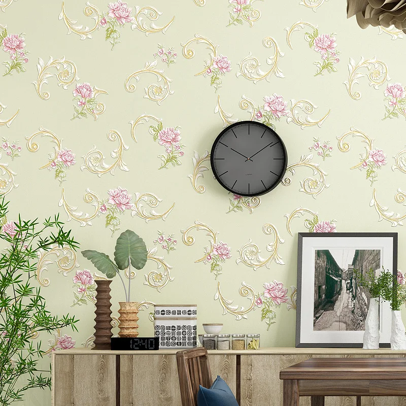 3D тисненая настенная Бумага Европейский цветок домашний декор виниловая настенная бумага для спальни гостиной фон настенные покрытия