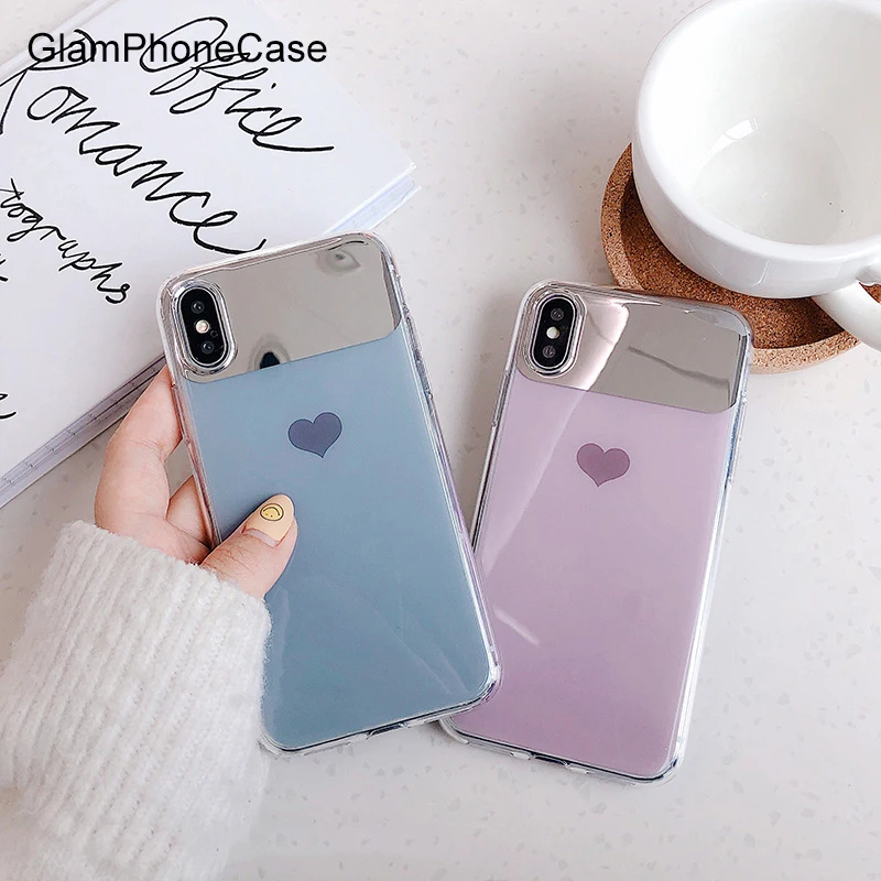 Чехол для телефона GlamPhoneCase Love Heart iPhone 6 6S 7 8 Plus зеркальные чехлы XR XS Max мягкий чехол