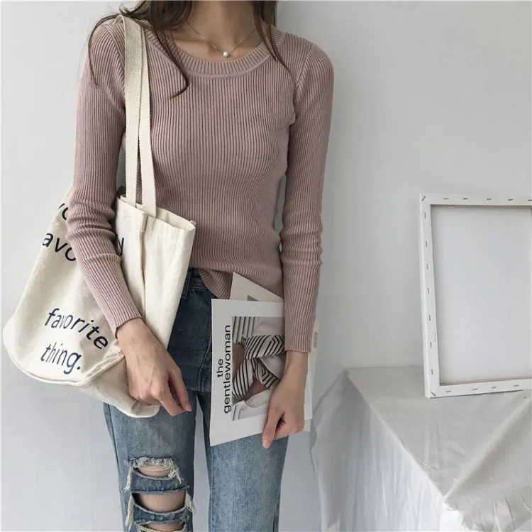 Colorfaith New Autumn Winter Women's Sweaters V-Neck Minimalist Slim Bottoming Tops Korean Style Solid Multi Colors SW5516