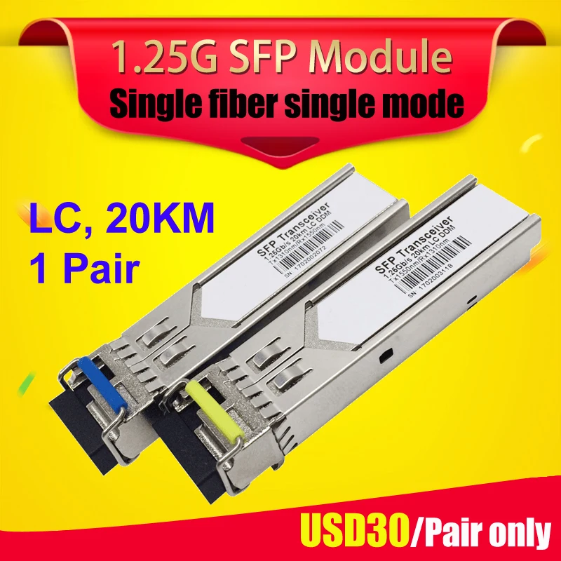 1 пара разъем lc модуль GBIC WDM/Двунаправленный SFP 1.25 г Cisco Compatible 20 км mini gbic трансивер