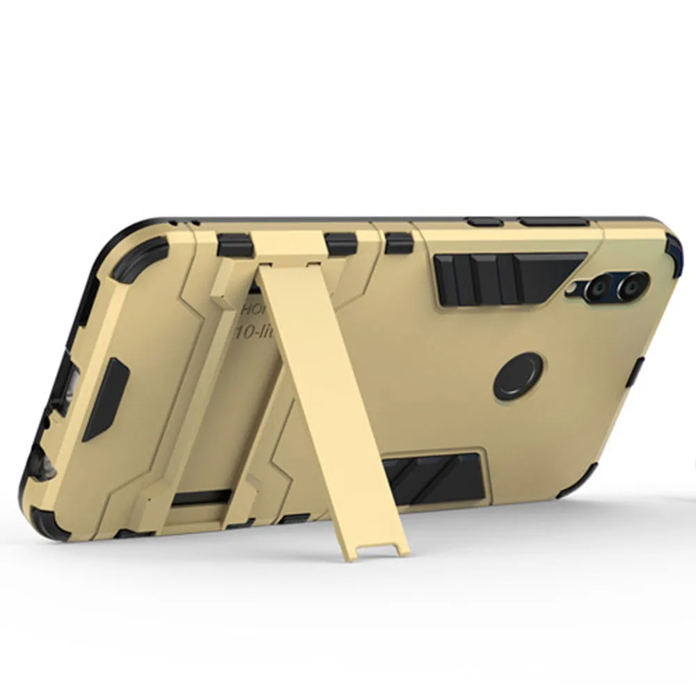 لهواوي P الذكية 2019 حالة غطاء الفاخرة الحديد رجل الوقوف حالة غطاء شديد الاحتمال + لينة سيليكون غطاء من البولي يوريثان الحراري لهواوي P الذكية ز...