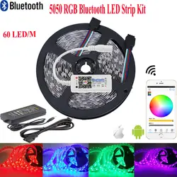 5050 60 светодиодный/M Светодиодные ленты RGB контроллер Bluetooth Светодиодные ленты s IP65 Водонепроницаемый освещение ленты bluetooth 4,0 DC12V 5A адаптер