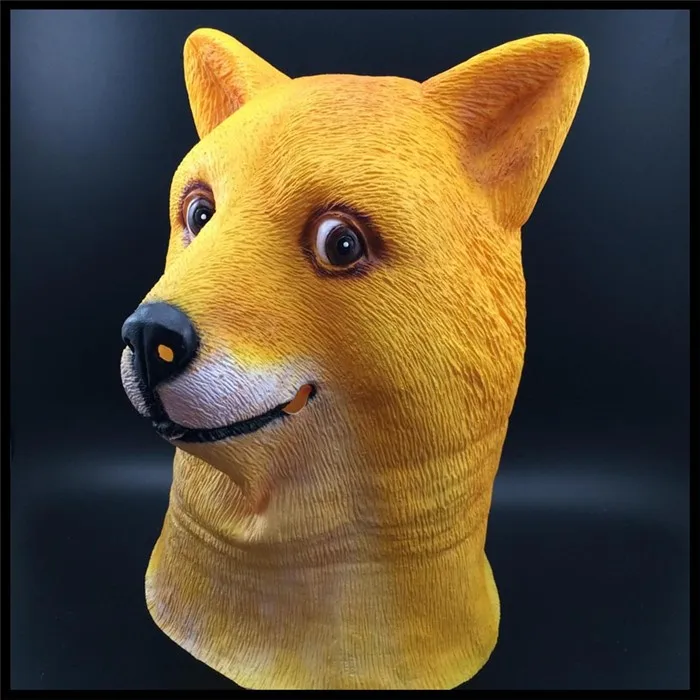 Party Cosplay Kabosu Doge Latex Dog Mask Cute Funny Dog Head Mask