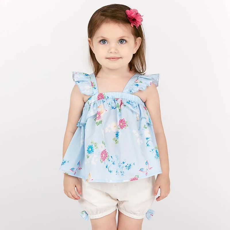 Dave bella/летние детские милые костюмы с цветочным рисунком; детские изысканные костюмы; комплекты одежды для маленьких девочек; DBJ7715