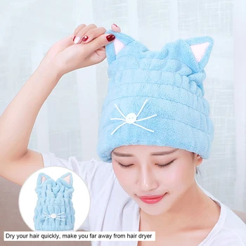 

Women Hair Shower Cap Bathroom Accessories Super Absorbent Quick Drying Bath Towel Hair Cap Microfiber Hair Drying Wrap Towel