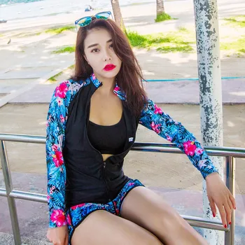 

diving suit female long-sleeved split Slim quick-drying surfing sun protection water skiing floating diving clothing