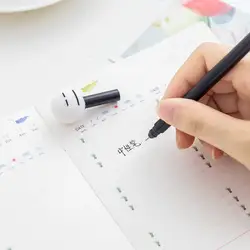 Корейский Канцелярские гель творческий черный и белый глава нейтральной ручка 0,5 мм черный подпись ручка воды школьные принадлежности