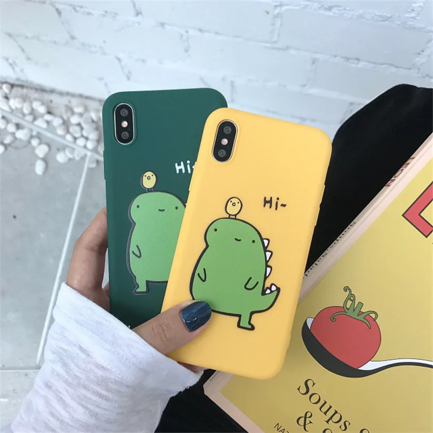 

Cute Dinosaur Cartoon Case For iPhone 6 6S 7 8 Plus Matte Soft Silicone TPU Cartoon Case for iPhone X XS MAX XR Back Cover Capa