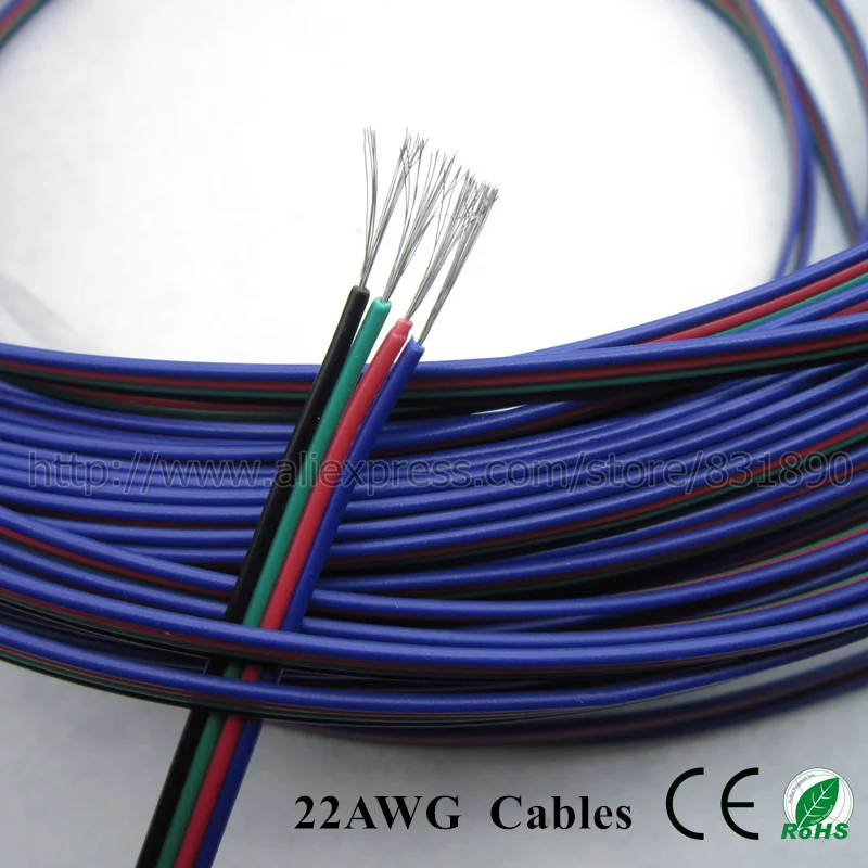 10m 4 PIN RGB led strip Wire 22AWG cables tinned copper for 3528/5050