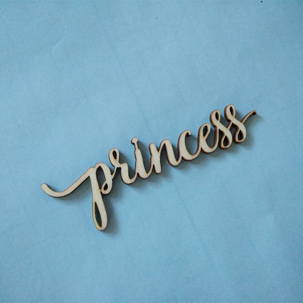10pcs Princess Script Word Wood Sign Laser Cut Wooden Signs Cursive ...