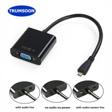 

Trumsoon Micro HDMI to VGA Audio Converter Adapter 1080P Male to Female Cable for HDTV PC Laptop XBOX PS3 Camera Tablet