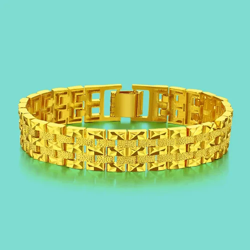 Exaggerated 24k gold bracelet men's pure gold bracelet Bohemian style
