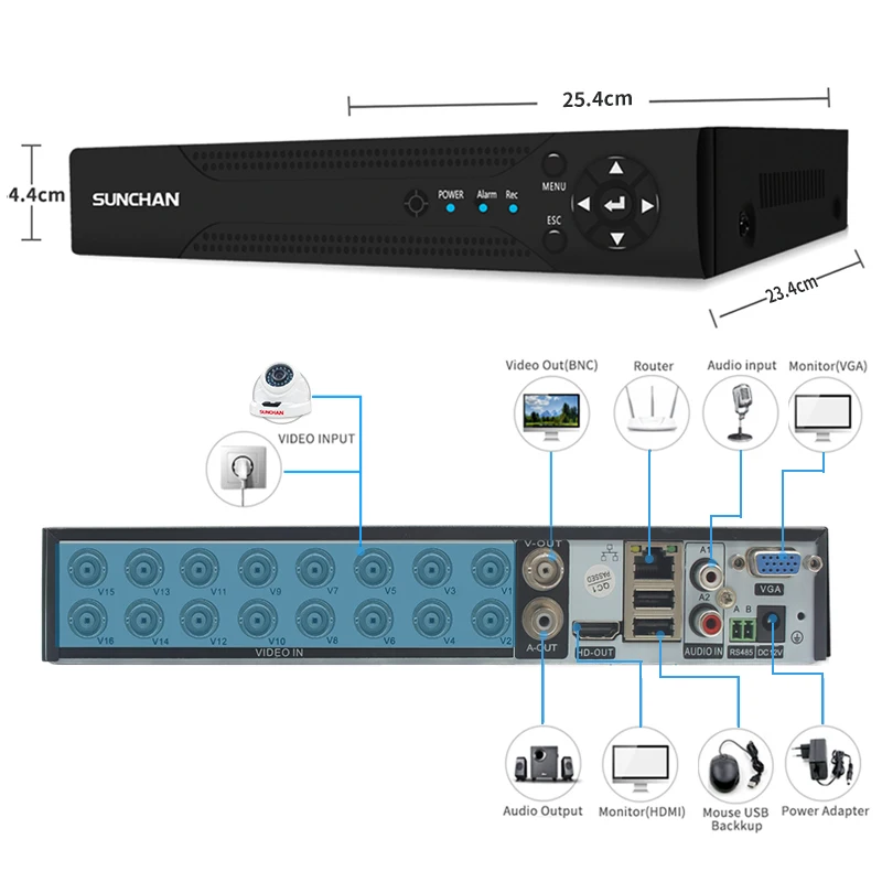 SUNCHAN 16CH AHD 1080N камера видеонаблюдения системы домашнего видео DVR комплект 8 1080P