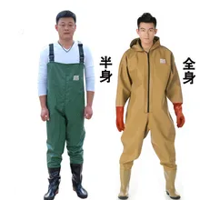 Уличные мужские брюки wader половина тела рыболовные брюки на подтяжках Толщина тела копание лотоса одежда всего тела комбинезон брюки