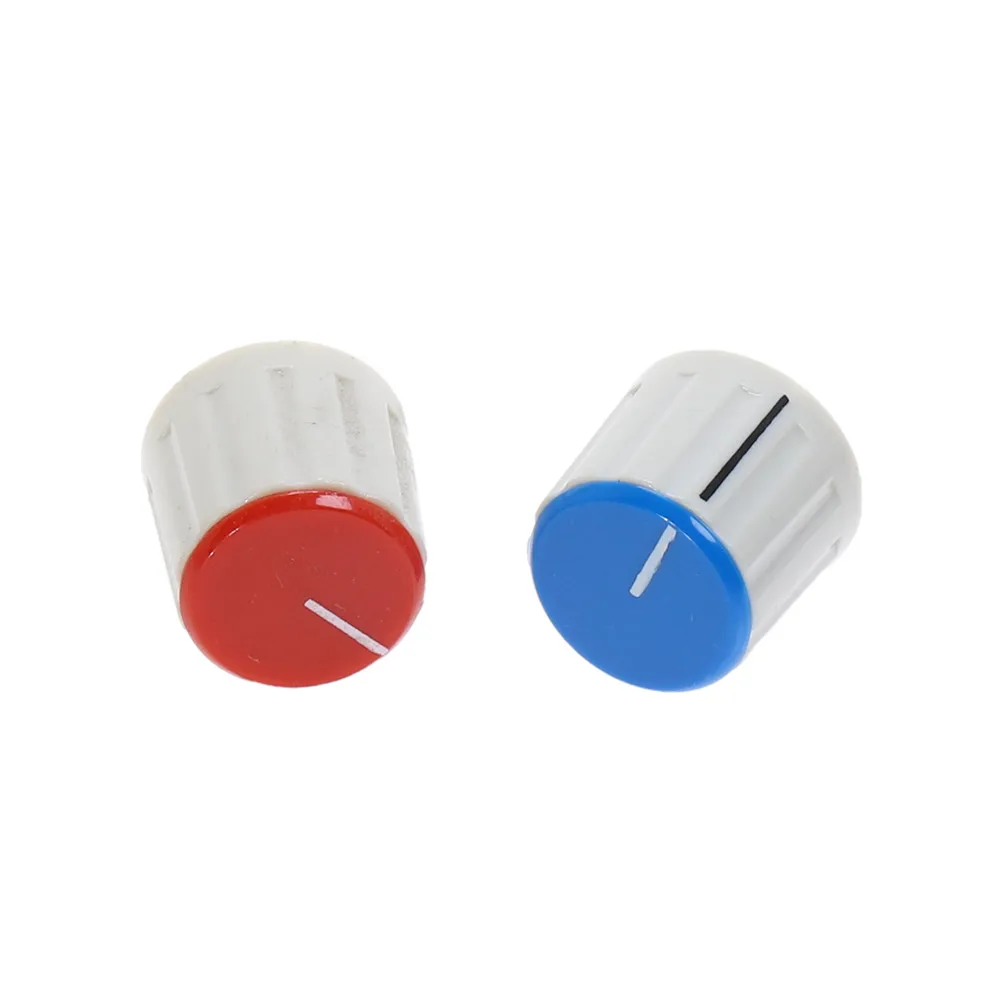 

KN-21 Volume Control Rotary Knobs Durable For 6mm Dia Knurled Shaft Potentiometer Red / Blue 5PCS