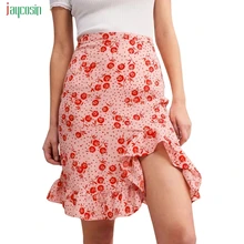 Jaycosin, короткая юбка с принтом и оборками во французском стиле, женская сексуальная модная шикарная юбка, полукорта, летняя юбка с высокой талией, Mujer Jupe