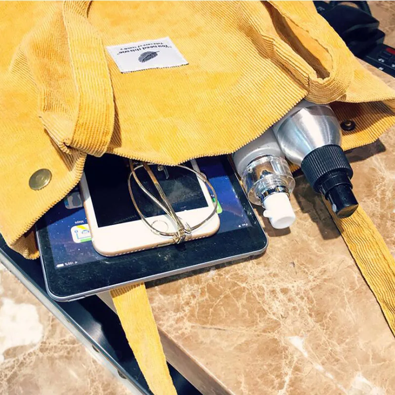 Большая вместительная Женская Вельветовая Сумка-тоут, Женская Повседневная сумка через плечо, складная многоразовая пляжная сумка для покупок
