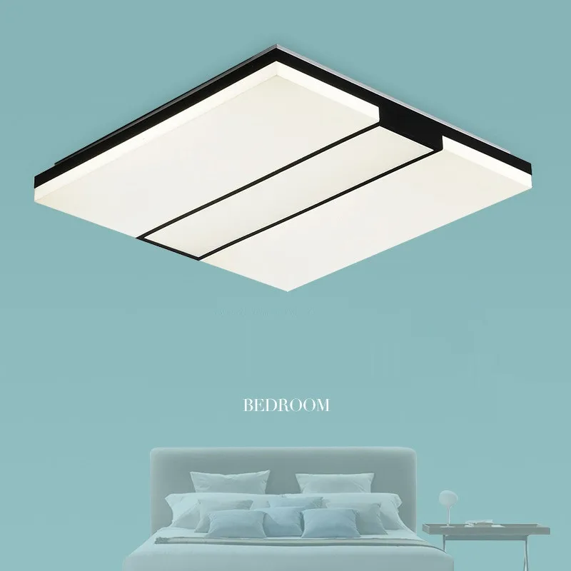 

L46-Modern Rectangle Square Thin LED Ceiling Chandelier Creative Cube for Living Study Room Bedroom Eye Protection Lamp Fixture