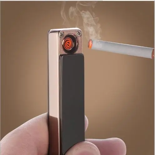 Зажигалка Jobon с USB зарядкой ветрозащитная ультратонкая металлическая