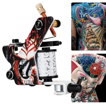 

Tattoo Machine 10 Warps Coils Skeleton Pattern Tattoo Machine Gun Alloy Tattoo Machine Permanent Makeup Machine