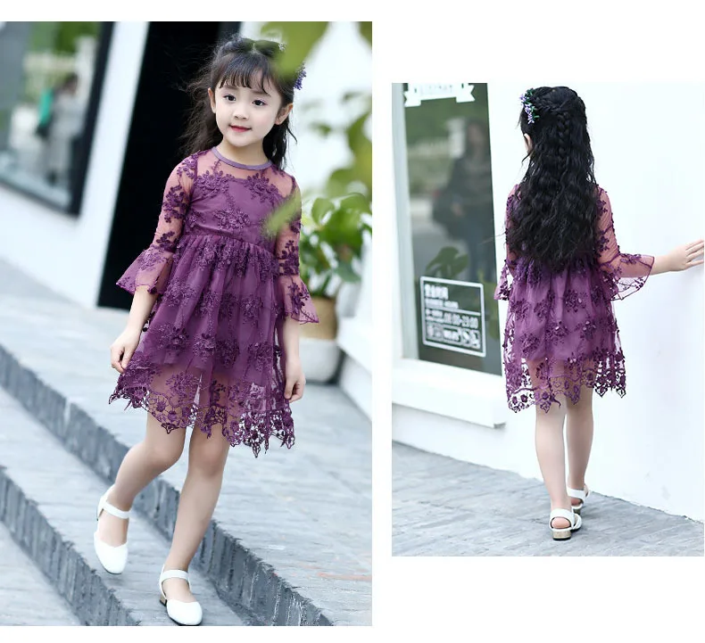 lace crochet flowers baby big girls summer dress Children clothing for 2 4 6 8 10 12 11 13 years flare sleeve kids beautiful girls dresses 3 4 5 6 7 8 9 10 11 12 13 14 years big girls mid long wgite pink purple summer dress for kids girls  ( (21)
