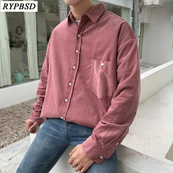 

Spring Men Dress Shirts 2019 New Korean Fashion Loose Men Corduroy Shirt Casual Single Breasted Cotton Corduroy Shirt