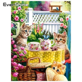 

Evershine Diamond Embroidery Animals Pictures Full Drill Diamond Embroidery Rhinestones Diamond Mosaic Cat Handmade Wall Decor