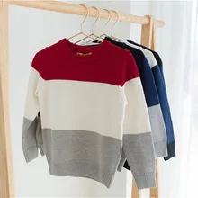 Детские свитера, детский пуловер в стиле пэчворк для мальчиков, осенне-зимние вязаные топы для девочек, свитер унисекс, BC435