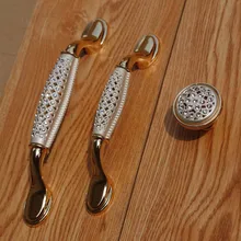 96mm 128mm fashion deluxe rhinestone dresser wardrobe door handles silver white gold glass crystal drawer cabinet knob pull 5″