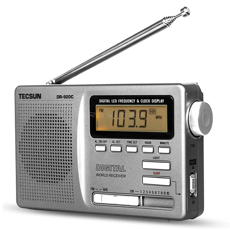 Tecsun DR920C DR-920C радио FM MW SW 12 диапазон цифровые часы приемник и подсветка FM портативный радио рекордер серый Y4139H