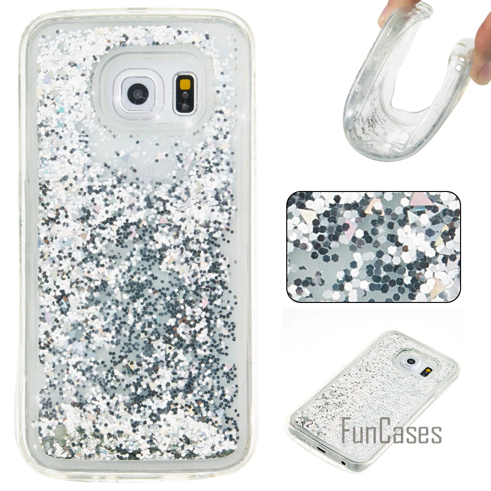 Жидкий Блестящий песок чехол для coque samsung S6 S7 Edge 5 1 дюймов Galaxy Чехол зыбучие