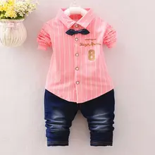 Весенне-осенняя одежда для маленьких мальчиков, костюмы для малышей, одежда для маленьких мальчиков фирменный дизайн, повседневная спортивная рубашка джентльмена костюм комплект одежды