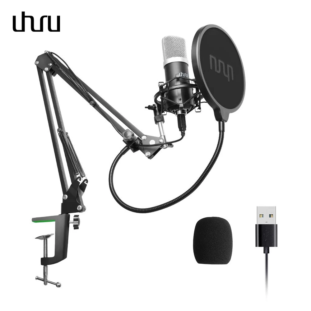  UHURU USB Podcast Condenser Microphone 192kHZ/24bit Professional PC Streaming Cardioid Microphone K