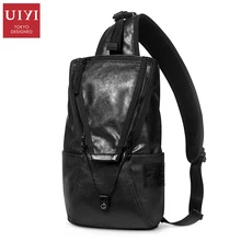 UIYI Противоугонная черная нагрудная сумка ПВХ кожаная мужская сумка на плечо Водонепроницаемая дорожная Сумка водонепроницаемая Высококачественная Мужская сумка на плечо